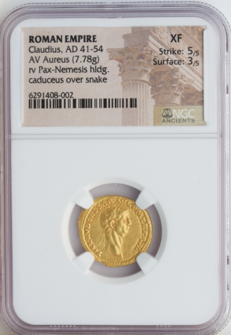 Roman Empire Claudius Aureus NGC XF Str:5 Srf:3 7.78g Roman Empire Claudius Aureus NGC XF Str:5 Srf:3 7.78g