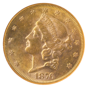 1876-S $20 Liberty NGC AU58