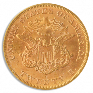 1865-S $20 Liberty Brother Jonathan PCGS MS62