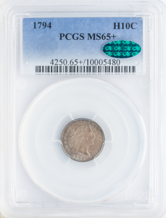 1794 Flowing Hair Half Dime PCGS MS65 CAC +