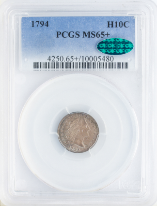 1794 Flowing Hair Half Dime PCGS MS65 CAC + 1794 Flowing Hair Half Dime PCGS MS65 CAC +