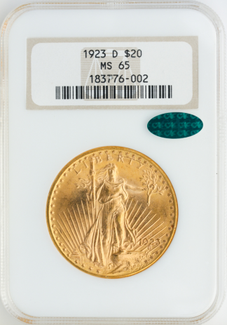 1923-D $20 Saint Gaudens NGC MS65 CAC