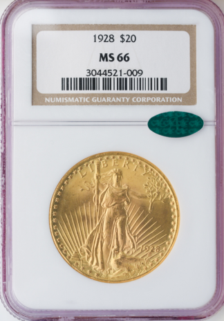 1928 $20 Saint Gaudens NGC MS66 CAC
