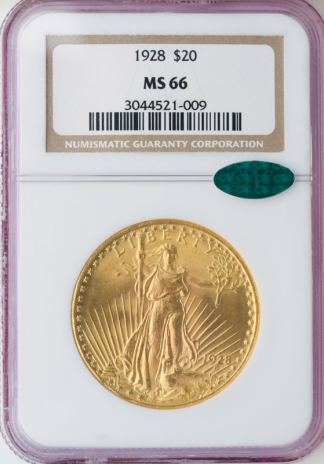 1928 $20 Saint Gaudens NGC MS66 CAC 1928 $20 Saint Gaudens NGC MS66 CAC