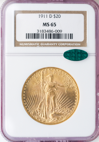 1911-D $20 Saint Gaudens NGC MS65 CAC 1911-D $20 Saint Gaudens NGC MS65 CAC