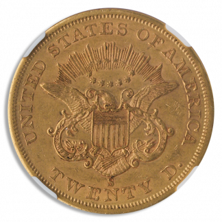 1858-S $20 Liberty Ty 1 NGC AU55 CAC 1858-S $20 Liberty Ty 1 NGC AU55 CAC