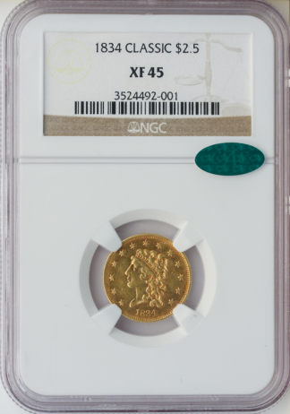1834 $2 1/2 Classic NGC XF45 CAC 1834 $2 1/2 Classic NGC XF45 CAC