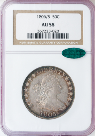 1806/5 Draped Bust Half NGC AU58 CAC 1806/5 Draped Bust Half NGC AU58 CAC