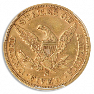 1855-S $5 Liberty PCGS AU58 CAC