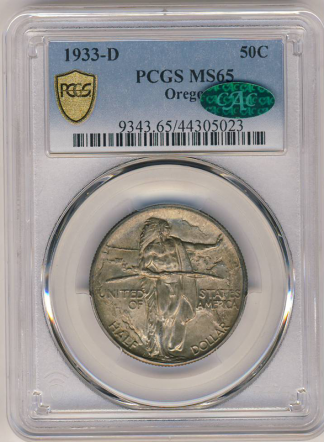1933-D Oregon Trail Half Dollar Silver Commemorative  PCGS MS65