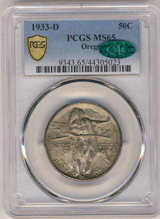 1933-D Oregon Trail Half Dollar Silver Commemorative PCGS MS65 1933-D Oregon Trail Half Dollar Silver Commemorative PCGS MS65