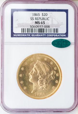 1865 $20 Liberty S.S. Republic NGC MS65 CAC 1865 $20 Liberty S.S. Republic NGC MS65 CAC