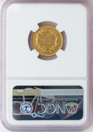 1854-O $3 Indian Princess NGC AU55 CAC 1854-O $3 Indian Princess NGC AU55 CAC
