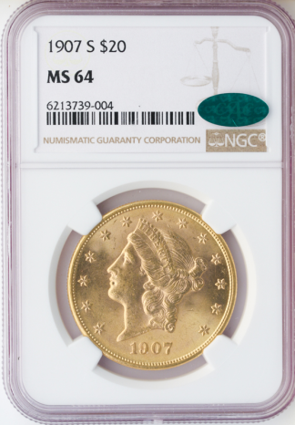 1907-S $20 Liberty NGC MS64 CAC