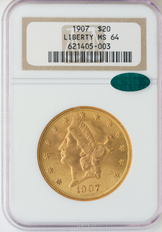 1907 $20 Liberty NGC MS64 CAC