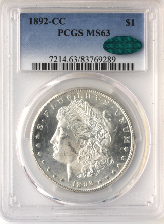 1892-CC Morgan $1 PCGS MS63 CAC 1892-CC Morgan $1 PCGS MS63 CAC