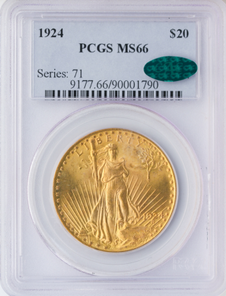 1924 $20 Saint Gaudens PCGS MS66 CAC