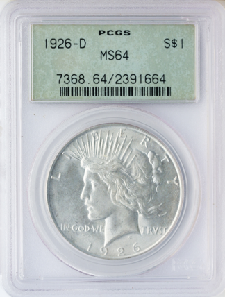 1926-D Peace $1 PCGS MS64