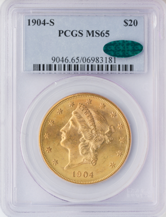 1904-S $20 Liberty PCGS MS65 CAC 1904-S $20 Liberty PCGS MS65 CAC