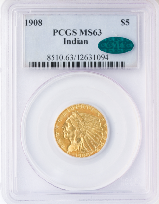 1908 $5 Indian PCGS MS63 CAC