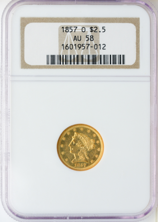 1857-O $2.50 Liberty NGC AU58