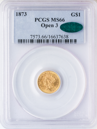1873 $1 Gold Type 3 Open 3 PCGS MS66 CAC