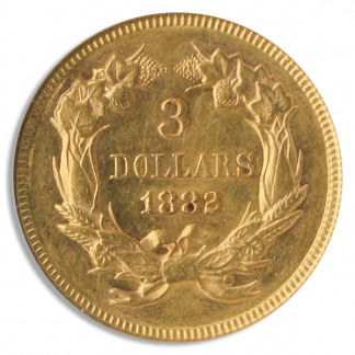 1882 $3 Indian Princess NGC AU58