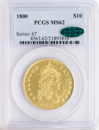 1800 $10 Draped Bust PCGS MS62 CAC