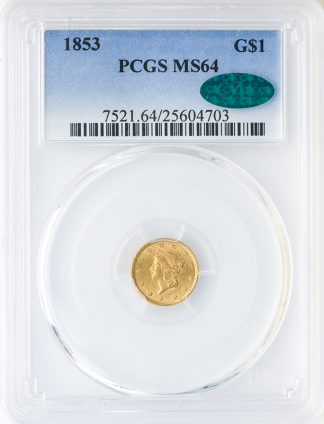 1853 Gold $1 PCGS MS64 CAC 1853 Gold $1 PCGS MS64 CAC
