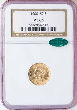 1900 $2.50 Liberty NGC MS66 CAC 1900 $2.50 Liberty NGC MS66 CAC