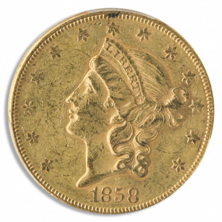 1858 $20 Liberty PCGS AU58 CAC 1858 $20 Liberty PCGS AU58 CAC