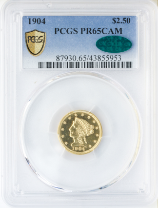 1904 $2 1/2 Liberty PCGS PR65 Cameo CAC 1904 $2 1/2 Liberty PCGS PR65 Cameo CAC