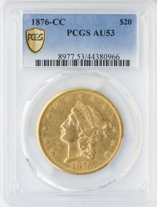 1876-CC $20 Liberty PCGS AU53