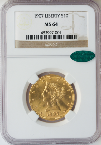 1907 $10 Liberty NGC MS64 CAC 1907 $10 Liberty NGC MS64 CAC