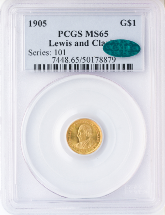 1905 Lewis and Clark Gold Commemorative $1 PCGS MS65 CAC 1905 Lewis and Clark Gold Commemorative $1 PCGS MS65 CAC