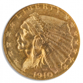1910 $2 1/2 Indian Gold Coin NGC Mint State 63(MS63)