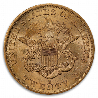 1856-S $20 Liberty SSCA Pinch Of Dust PCGS AU55