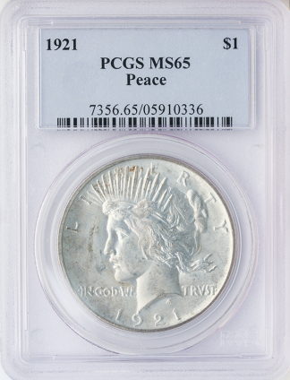 1921 Silver Peace $1 High Relief PCGS MS65