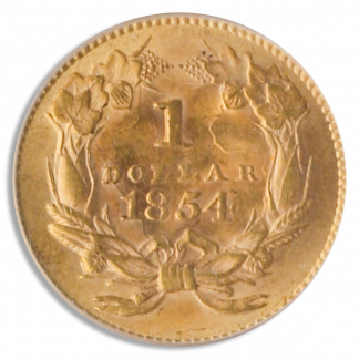 1854 Gold $1 Type II PCGS MS63 CAC 1854 Gold $1 Type II PCGS MS63 CAC