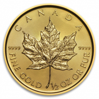 1/2 oz Canadian Gold Maple Leaf Coin (BU, Dates Vary)