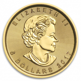1/10 oz Canadian Gold Maple Leaf Coin (BU, Dates Vary)