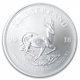 1 oz South African Silver Krugerrand Coin (BU, Dates Vary) 1 oz South African Silver Krugerrand Coin (BU, Dates Vary)
