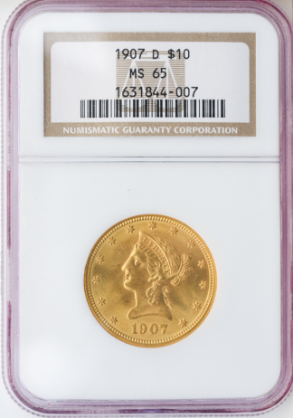 1907-D $10 Liberty NGC MS65