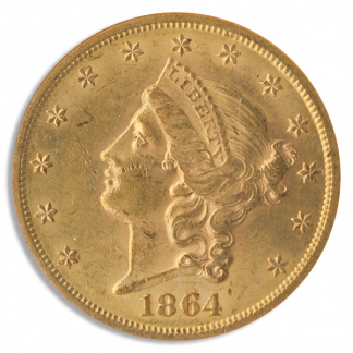 1864 $20 LIberty NGC MS60 CAC 1864 $20 LIberty NGC MS60 CAC