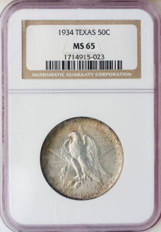 1934 Texas Silver Half Commemorative NGC MS65