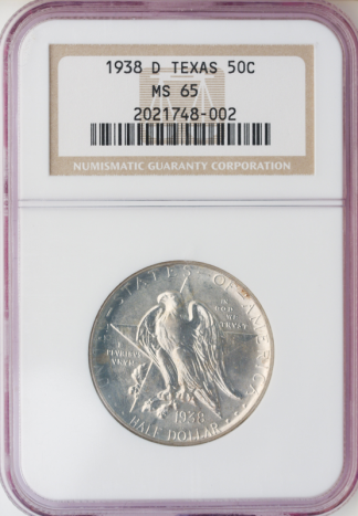 1938-D Texas Silver Half Commemorative NGC MS65 1938-D Texas Silver Half Commemorative NGC MS65