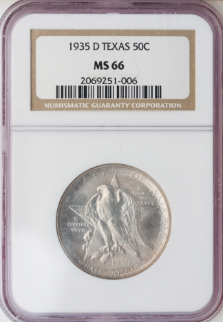1935-D Texas Silver Half Commemorative NGC MS66 CAC