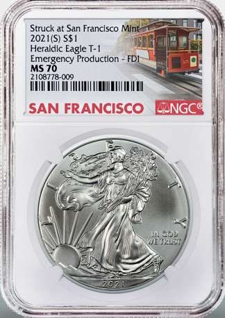 2021(S) 1 oz American Silver Eagle MS 70 Emergency Release NGC (Dates/Types Vary) 2021(S) 1 oz American Silver Eagle MS 70 Emergency Release NGC (Dates/Types Vary)