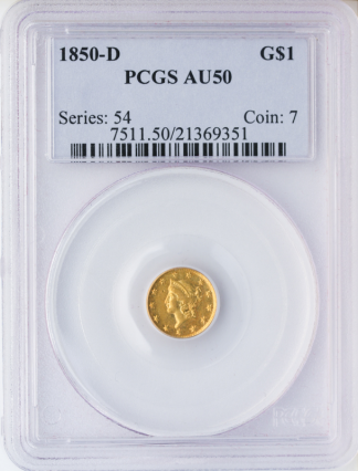 1850-D Gold $1 PCGS AU50