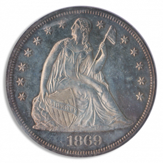1869 Seated Liberty $1 PCGS PR63 CAC 1869 Seated Liberty $1 PCGS PR63 CAC